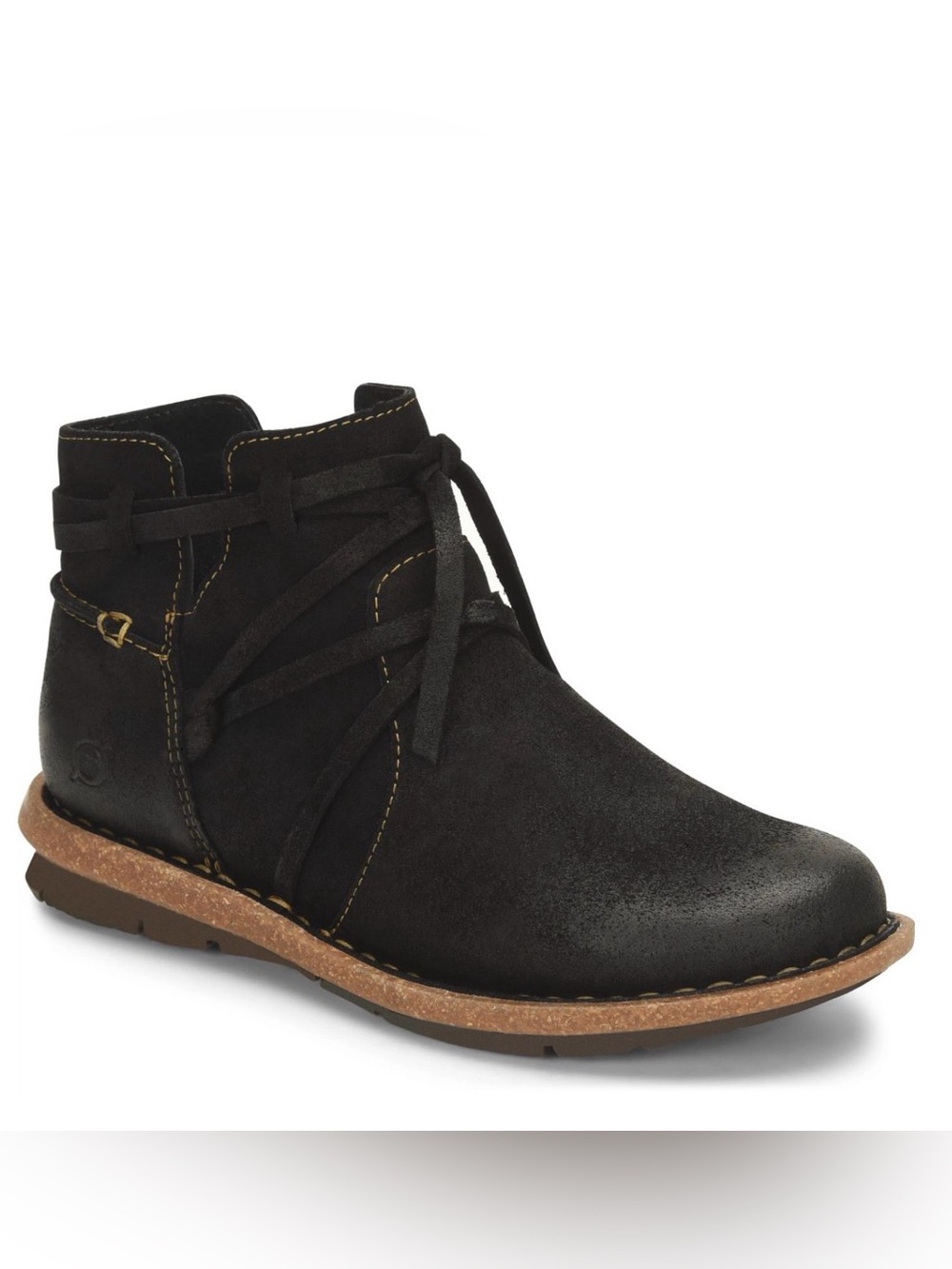 BORN Tarkiln Womenโs Black Suede Lace-Up Ankle Boot Size 8.5